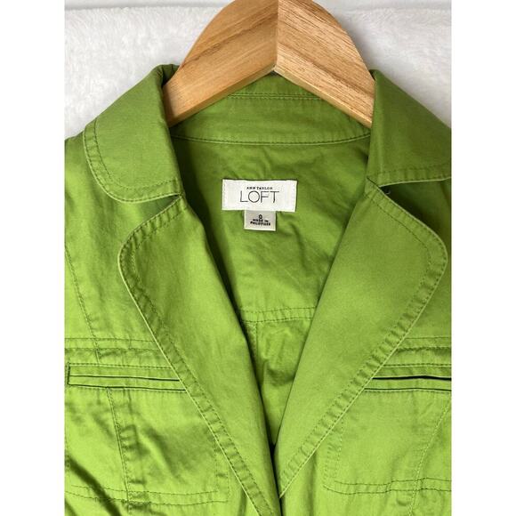 LOFT Lime Green Cropped Tailored Jacket y2k Bratz Layer Office sz 0 Snap - Picture 3 of 6